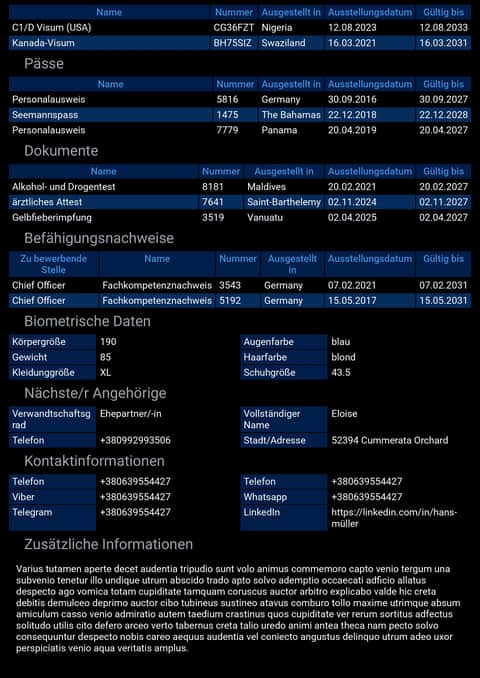 Mobiles Seemann-Formular